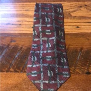 Black, red & gray silk tie: all silk; clean